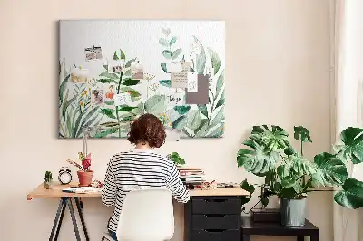 Printed Cork Board Watercolor leaves