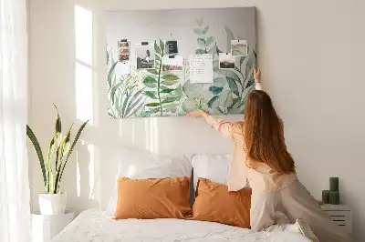Printed Cork Board Watercolor leaves