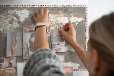 Printed Cork Memo Board Brown world map