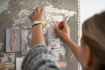 Printed Cork Memo Board Brown world map