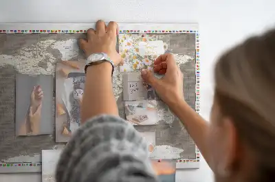 Printed Cork Memo Board Brown world map