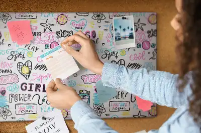 Doodle pattern cork memo board