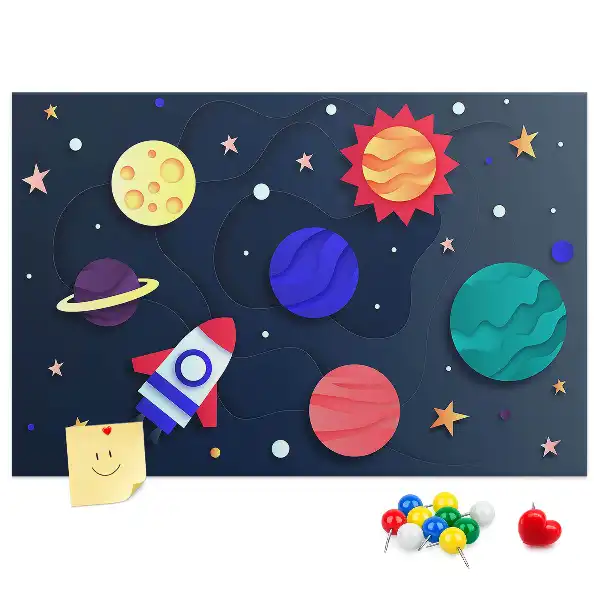 Children's Space Themed Printed Cork Memo Board