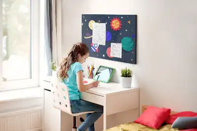 Children's Space Themed Printed Cork Memo Board