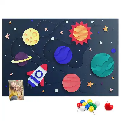 Children's Space Themed Printed Cork Memo Board
