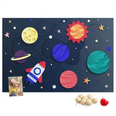 Children's Space Themed Printed Cork Memo Board