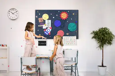 Children's Space Themed Printed Cork Memo Board
