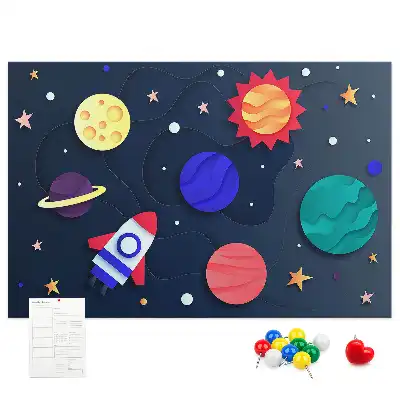 Children's Space Themed Printed Cork Memo Board