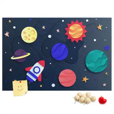 Children's Space Themed Printed Cork Memo Board