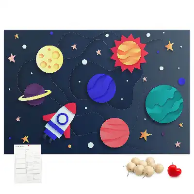 Children's Space Themed Printed Cork Memo Board