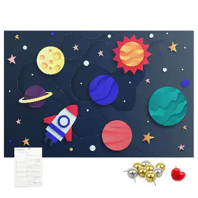 Children's Space Themed Printed Cork Memo Board