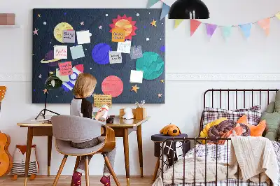 Children's Space Themed Printed Cork Memo Board