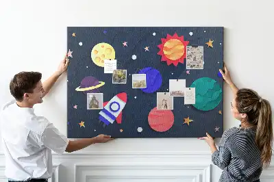 Children's Space Themed Printed Cork Memo Board