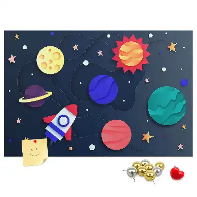 Children's Space Themed Printed Cork Memo Board