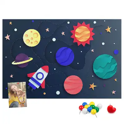 Children's Space Themed Printed Cork Memo Board
