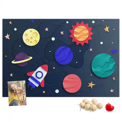Children's Space Themed Printed Cork Memo Board