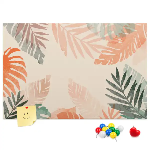 Printed Cork Memo Board Botanical leaves