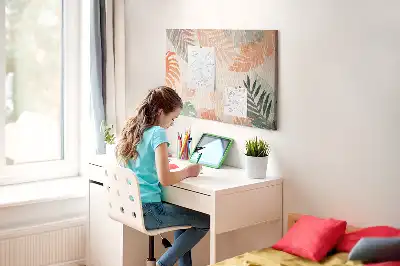 Printed Cork Memo Board Botanical leaves