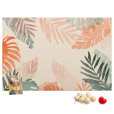Printed Cork Memo Board Botanical leaves
