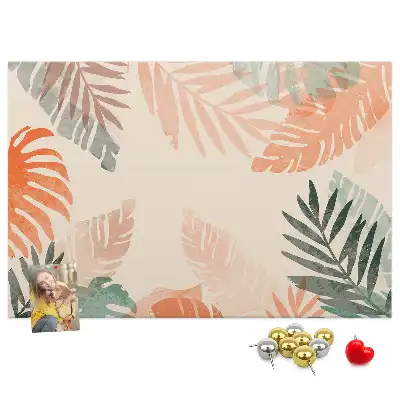 Printed Cork Memo Board Botanical leaves