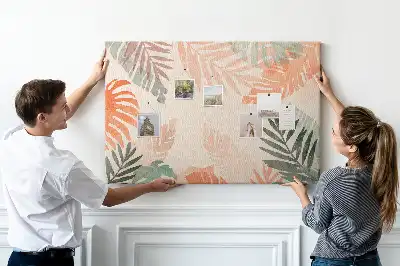 Printed Cork Memo Board Botanical leaves