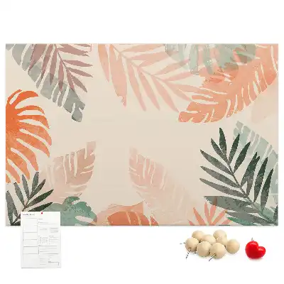 Printed Cork Memo Board Botanical leaves
