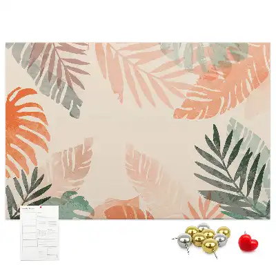 Printed Cork Memo Board Botanical leaves