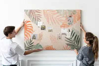 Printed Cork Memo Board Botanical leaves