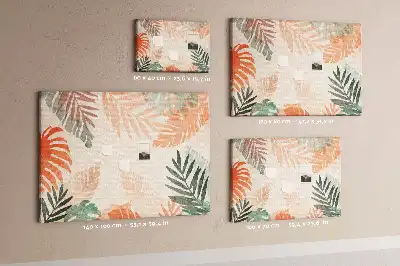 Printed Cork Memo Board Botanical leaves