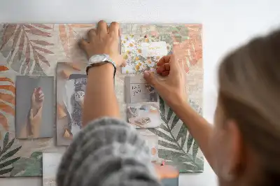Printed Cork Memo Board Botanical leaves