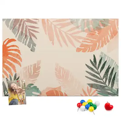 Botanical Leaves Printed Cork Memo Board