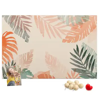 Printed Cork Memo Board Botanical leaves