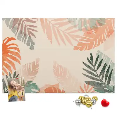 Printed Cork Memo Board Botanical leaves