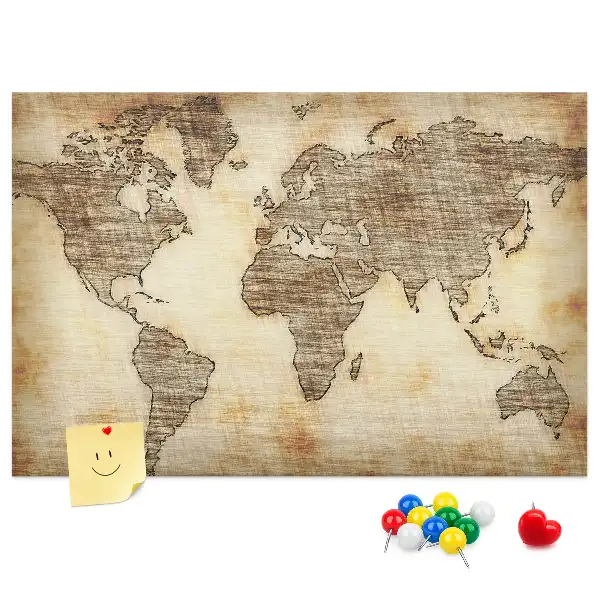 Old World Map Printed Cork Memo Board
