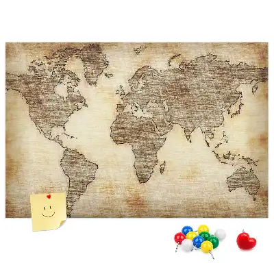Printed Cork Memo Board Old world map