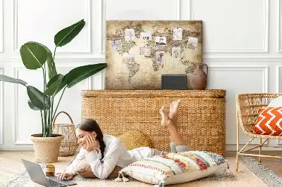 Old World Map Printed Cork Memo Board