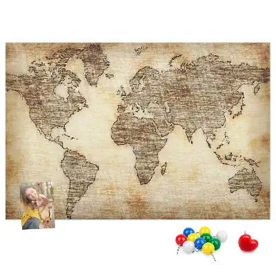 Old World Map Printed Cork Memo Board