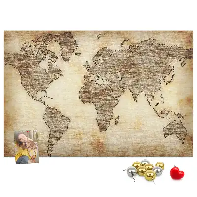 Old World Map Printed Cork Memo Board