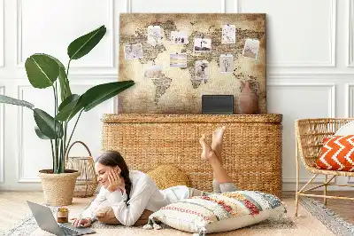 Old World Map Printed Cork Memo Board