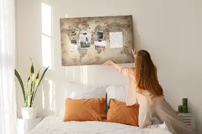 Old World Map Printed Cork Memo Board