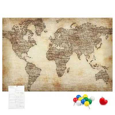 Old World Map Printed Cork Memo Board