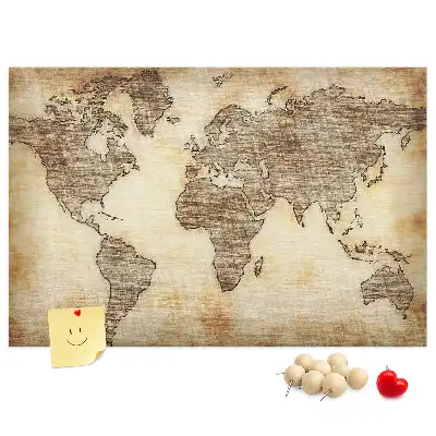 Old World Map Printed Cork Memo Board