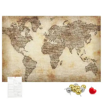 Old World Map Printed Cork Memo Board