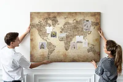 Old World Map Printed Cork Memo Board