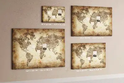 Old World Map Printed Cork Memo Board
