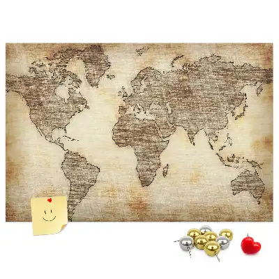 Old World Map Printed Cork Memo Board
