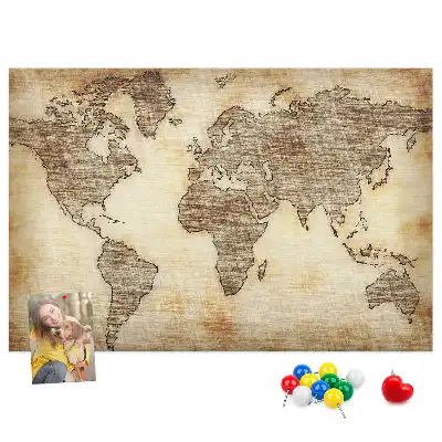 Old World Map Printed Cork Memo Board
