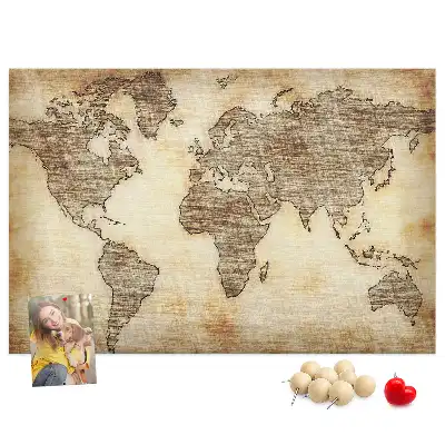 Old World Map Printed Cork Memo Board