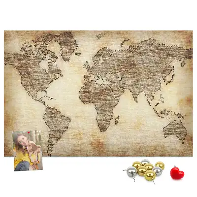 Old World Map Printed Cork Memo Board