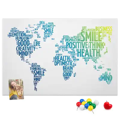 Kind Words Map Cork Memo Board
